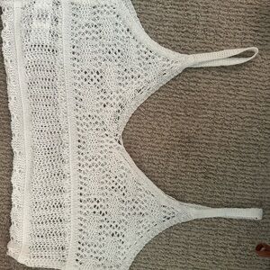 White Crochet Knit Tank Top